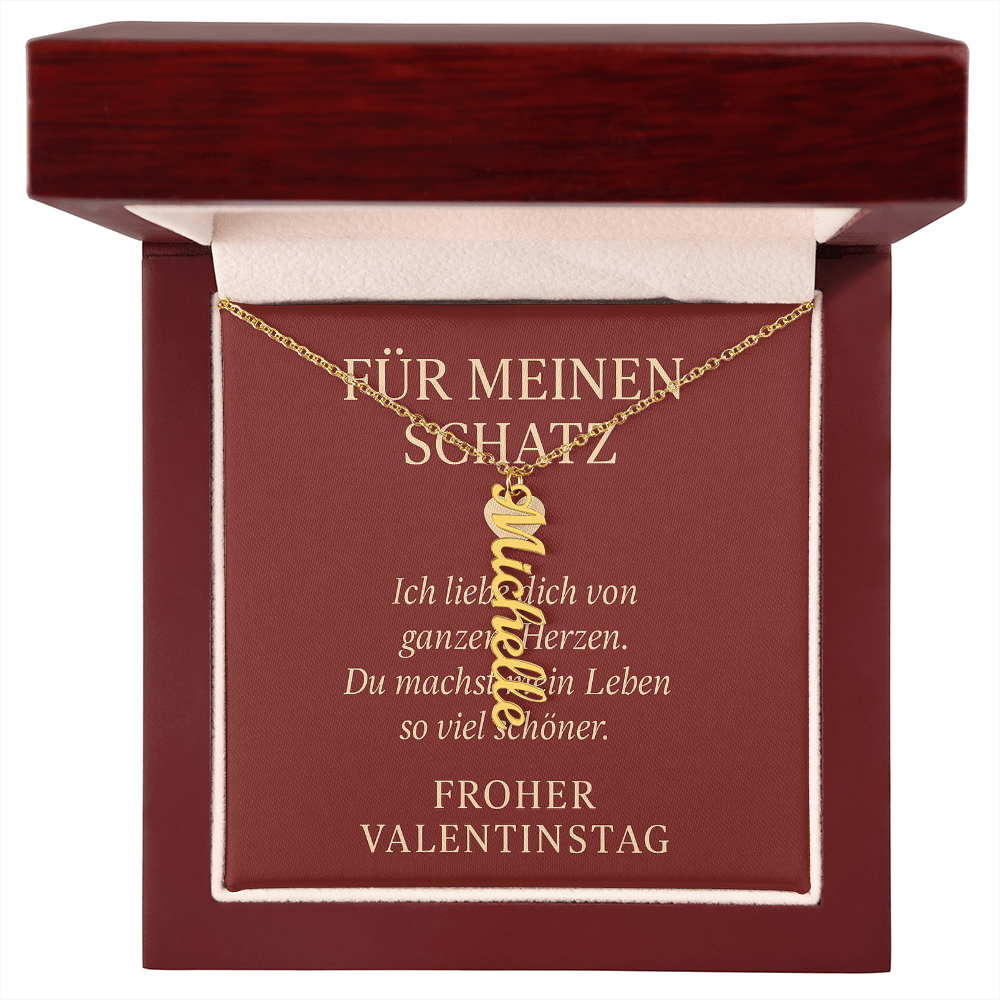 Namenskette vertikal inkl. Karte "Valentinstag" - Variante 3