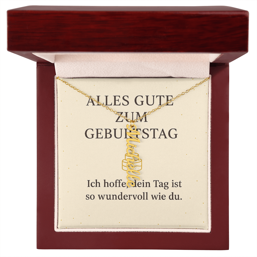 Namenskette vertikal inkl. Karte "Geburtstag" - Variante 2