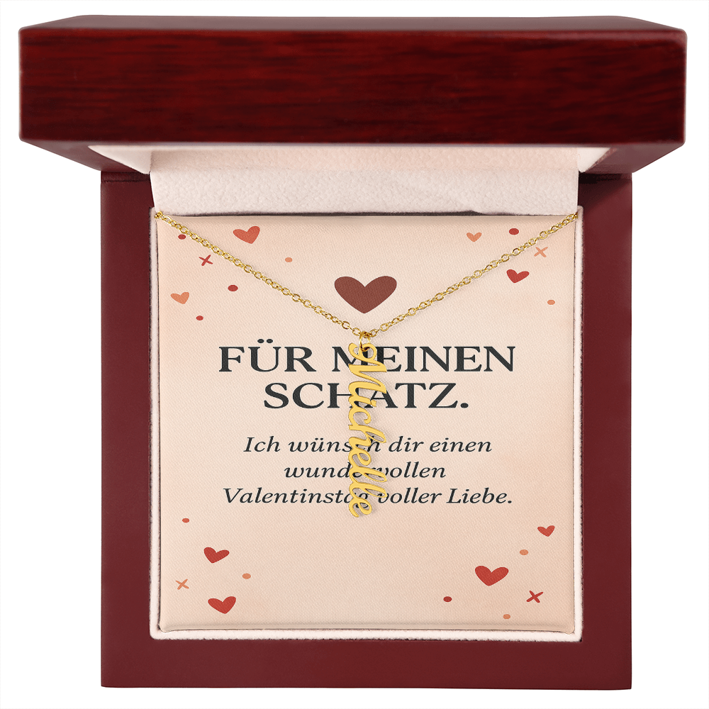 Namenskette vertikal inkl. Karte "Valentinstag" - Variante 2