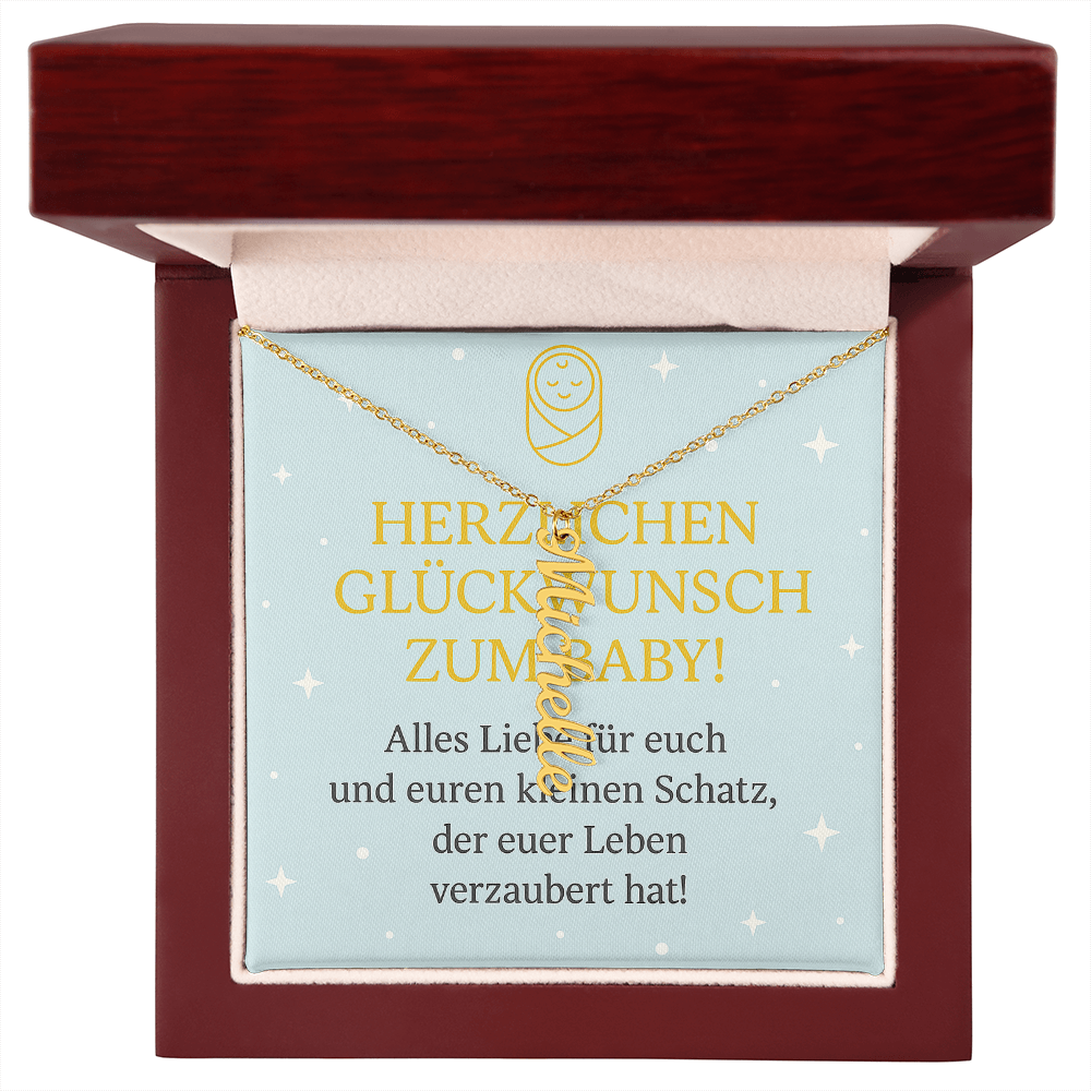 Namenskette vertikal inkl. Karte "Baby" - Variante 1