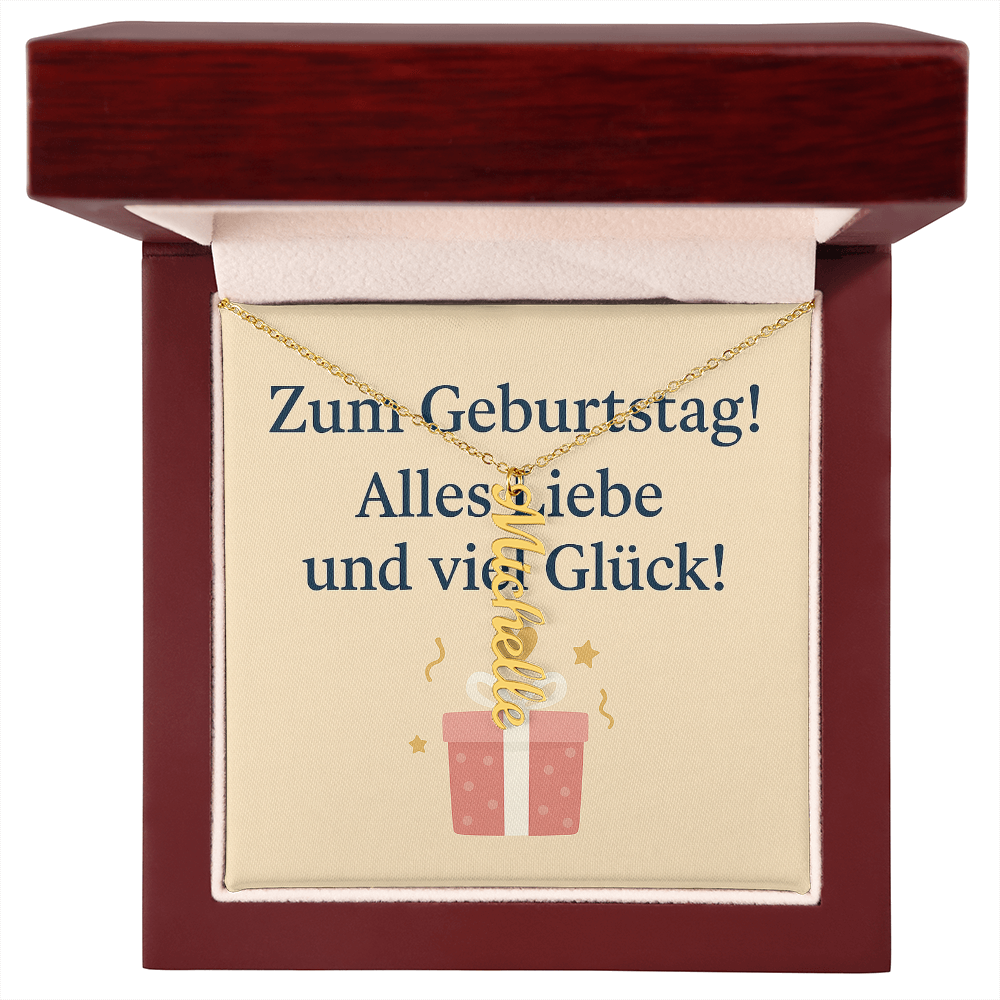 Namenskette vertikal inkl. Karte "Geburtstag" - Variante 5