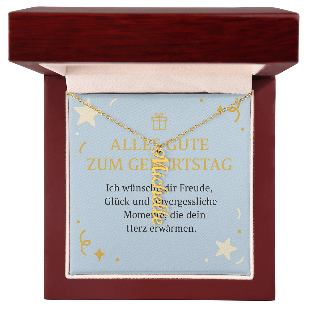 Namenskette vertikal inkl. Karte "Geburtstag" - Variante 3