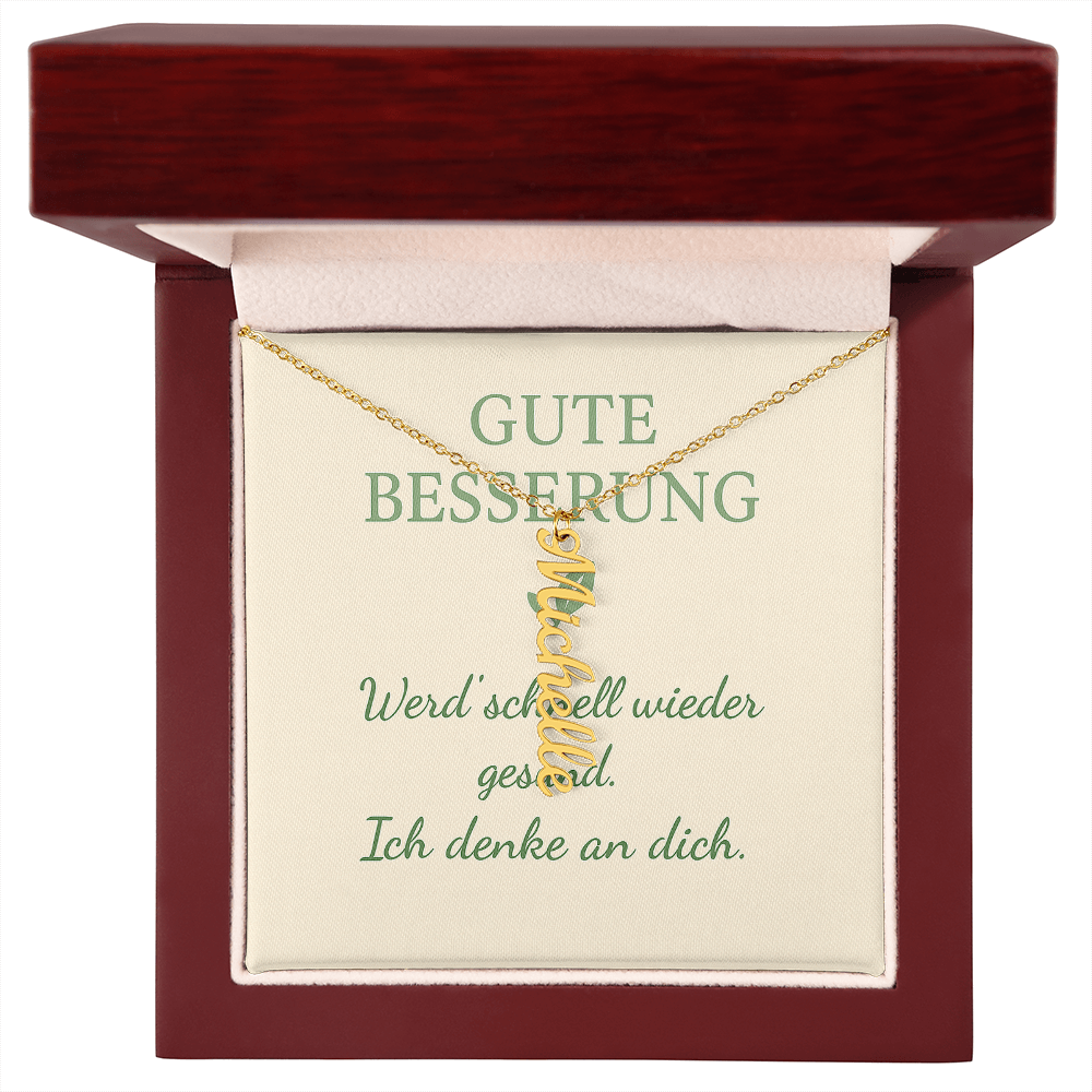 Namenskette vertikal inkl. Karte "Gute Besserung" - Variante 1
