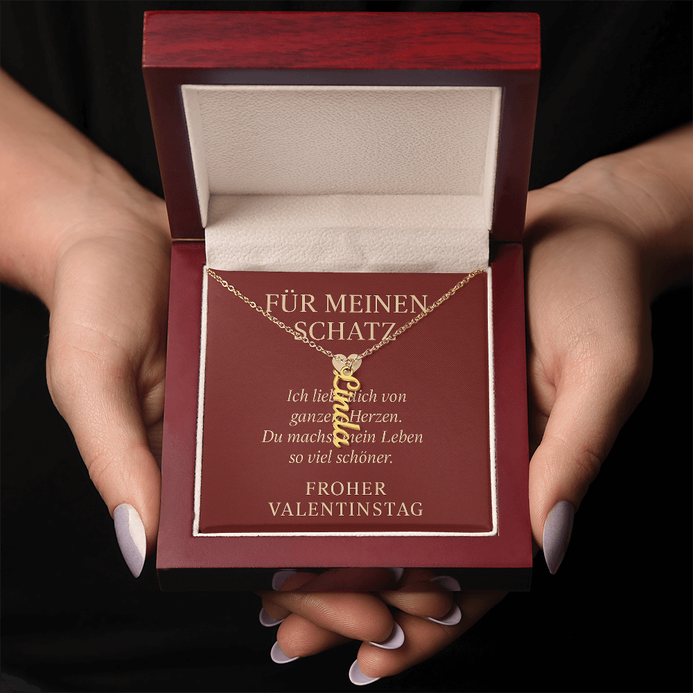 Namenskette vertikal inkl. Karte "Valentinstag" - Variante 3
