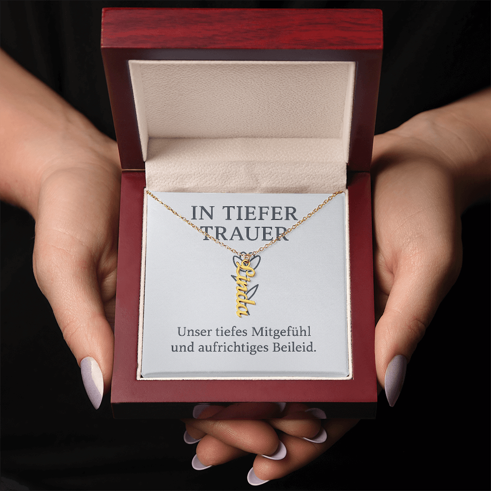 Namenskette vertikal inkl. Karte "Trauer" - Variante 1