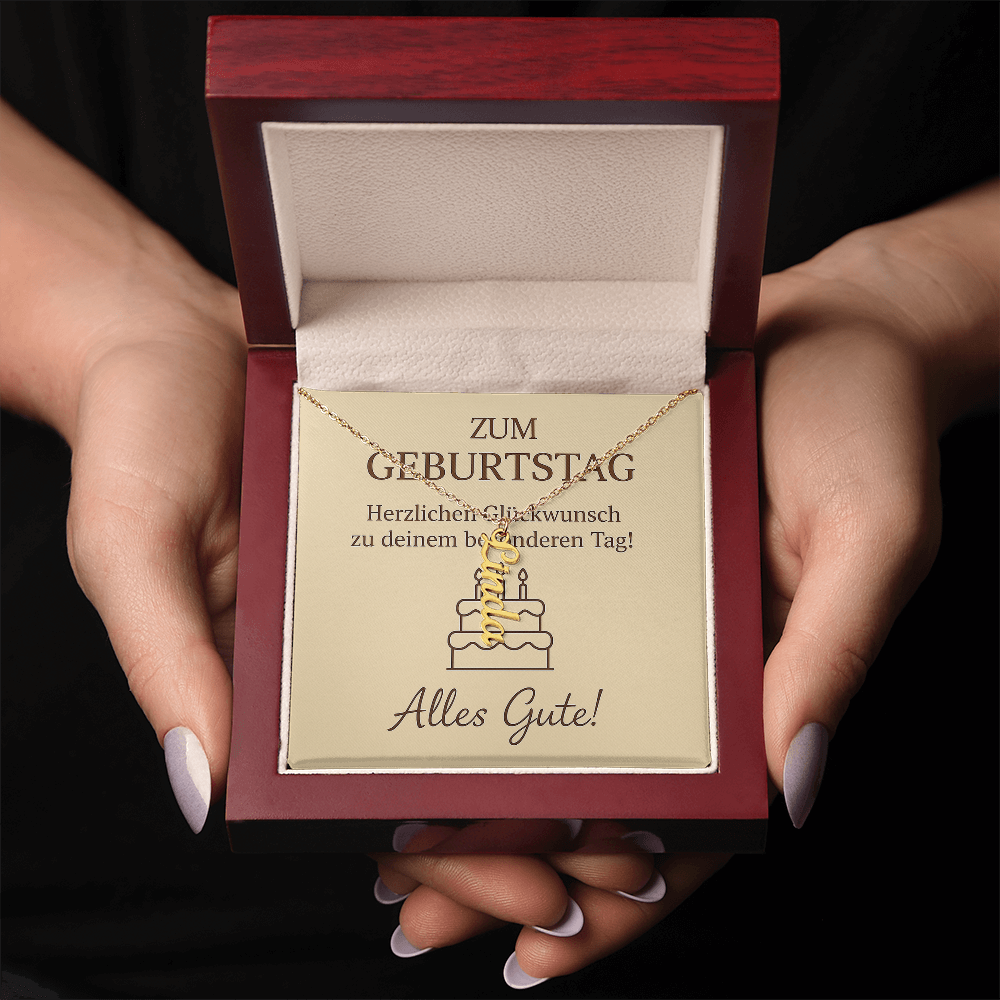 Namenskette vertikal inkl. Karte "Geburtstag" - Variante 4